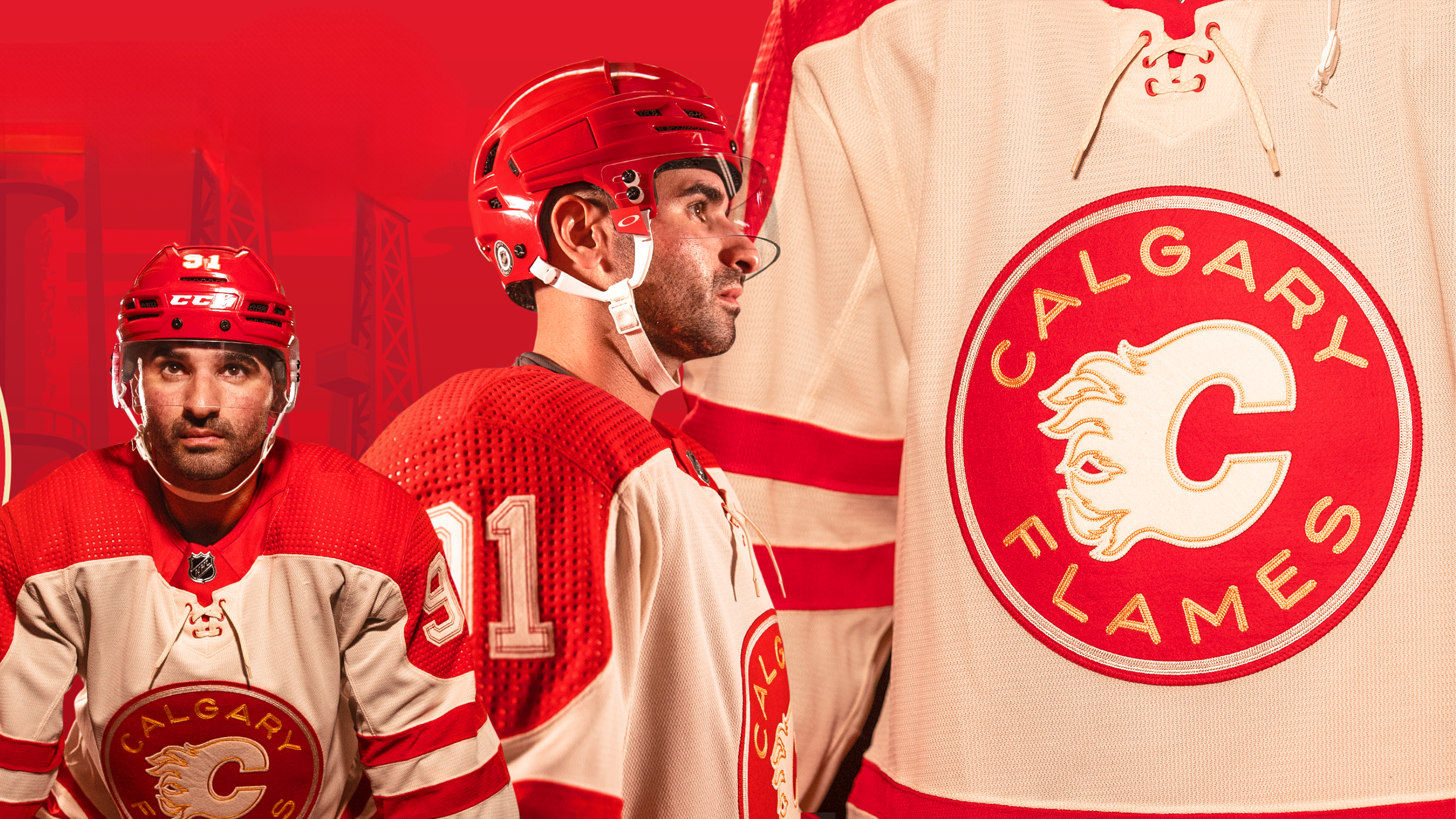 Calgary Flames colors mens hockey jersey