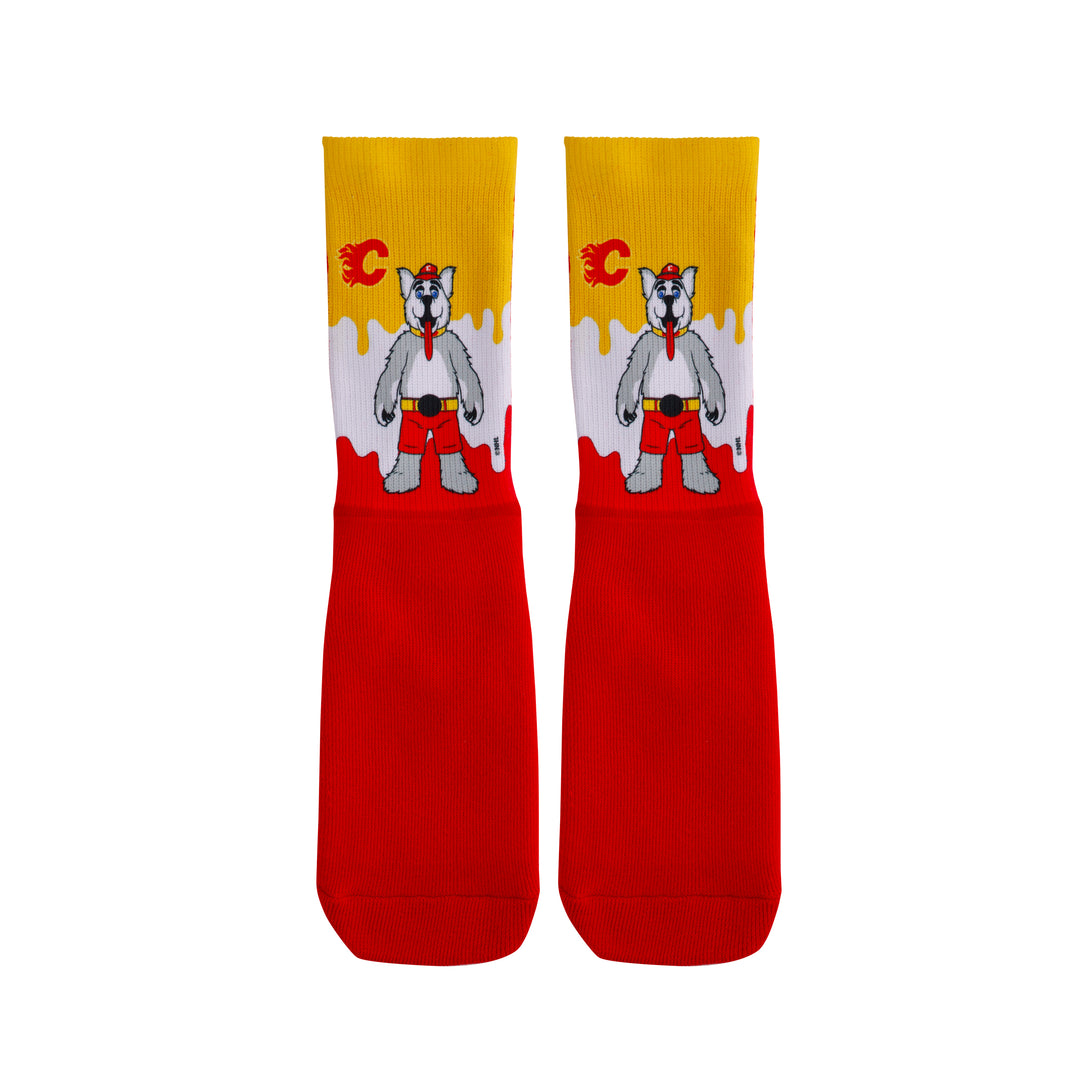 Flames Youth Mascot Drip Socks