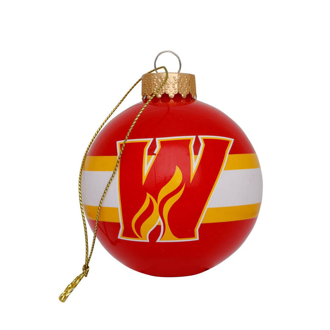 Wranglers Team Stripe Glass Ball Ornament