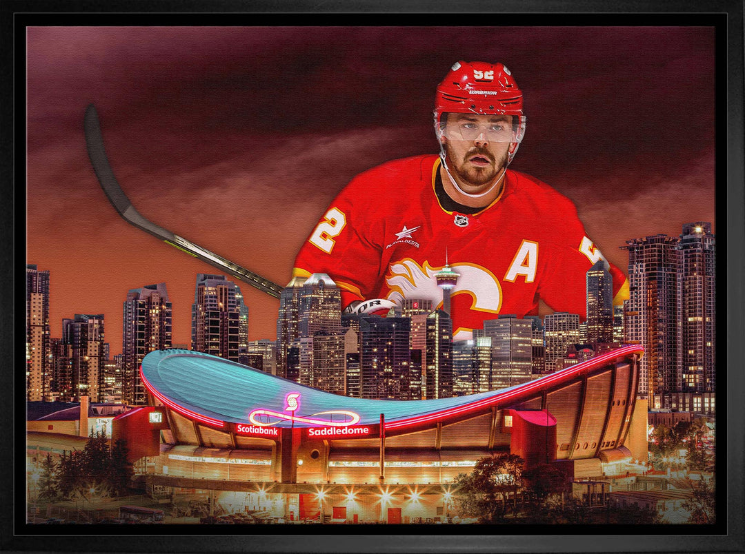 MacKenzie Weegar 20x29 Framed Canvas Flames Skyline