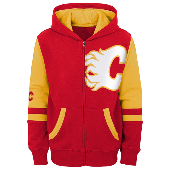 Flames Youth Faceoff Cotton Full Zip Hoodie