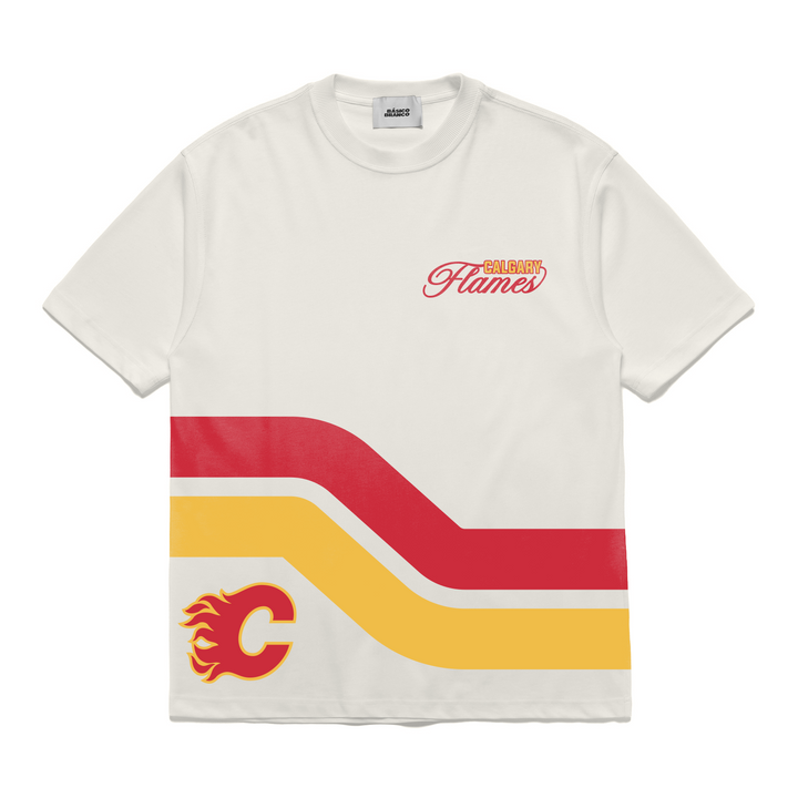 Flames Basico Branco Retro Lines Tee