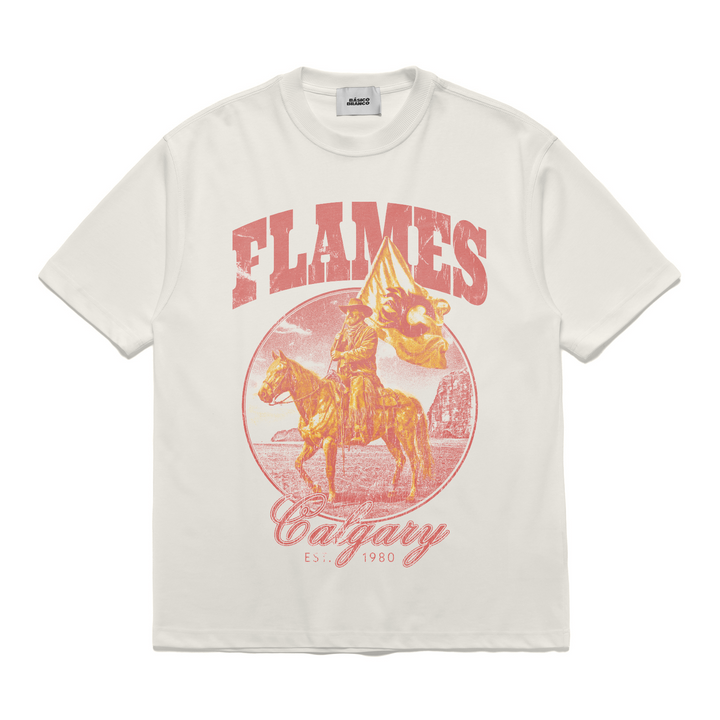 Flames Basico Branco Western Cowboy Tee