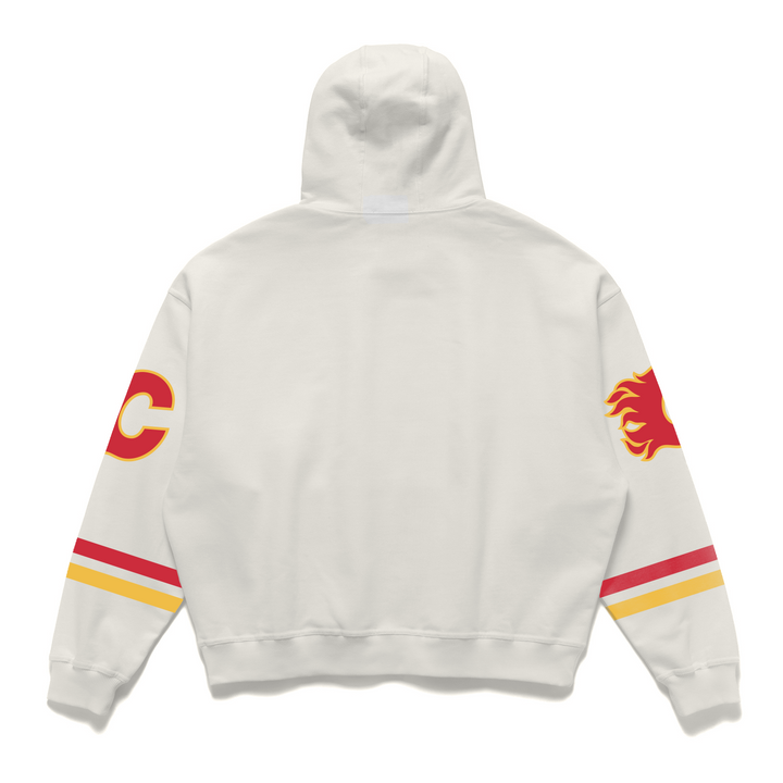 Flames Basico Branco Retro Lines Pullover Hoodie