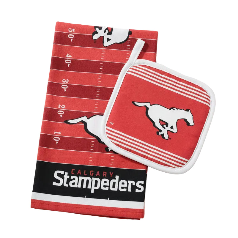 Stamps Tea Towel and Pot Holder Set