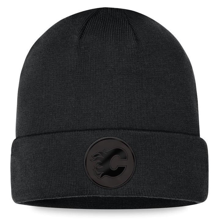 Flames Tonal Black Ice Beanie Knit