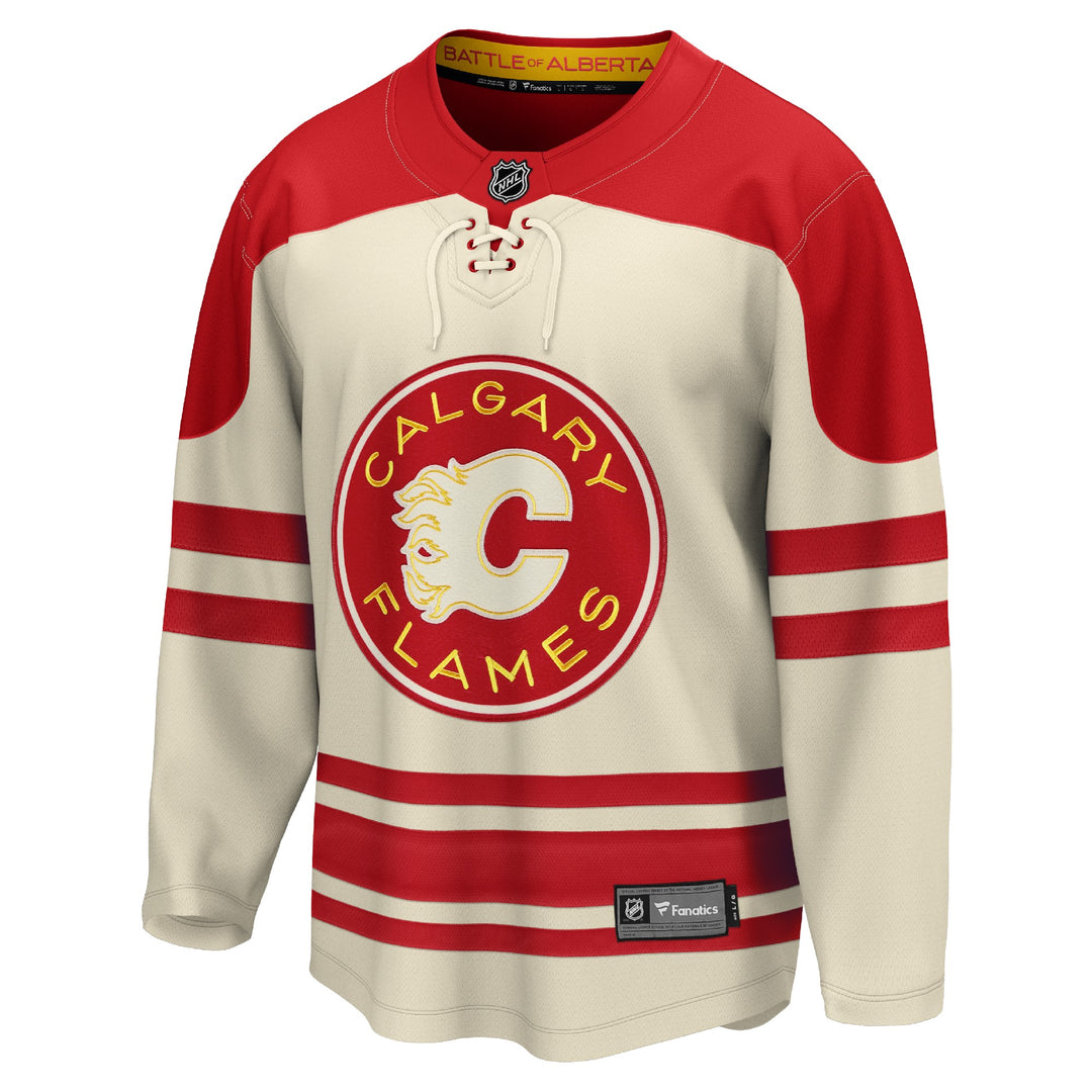 Men's Starter White Calgary Flames Half Puck T-Shirt Size: Extra Large