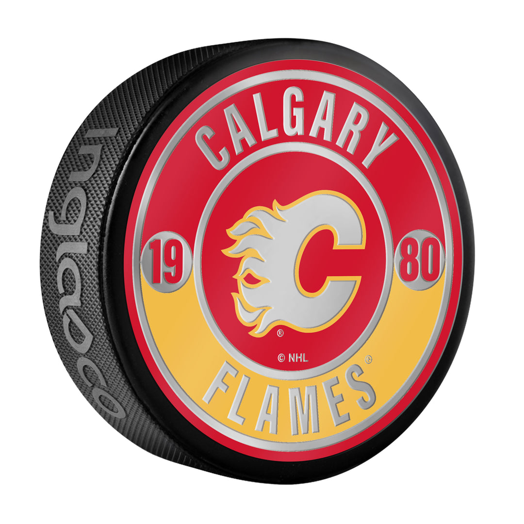 Flames Boxed Metallic Insert Puck