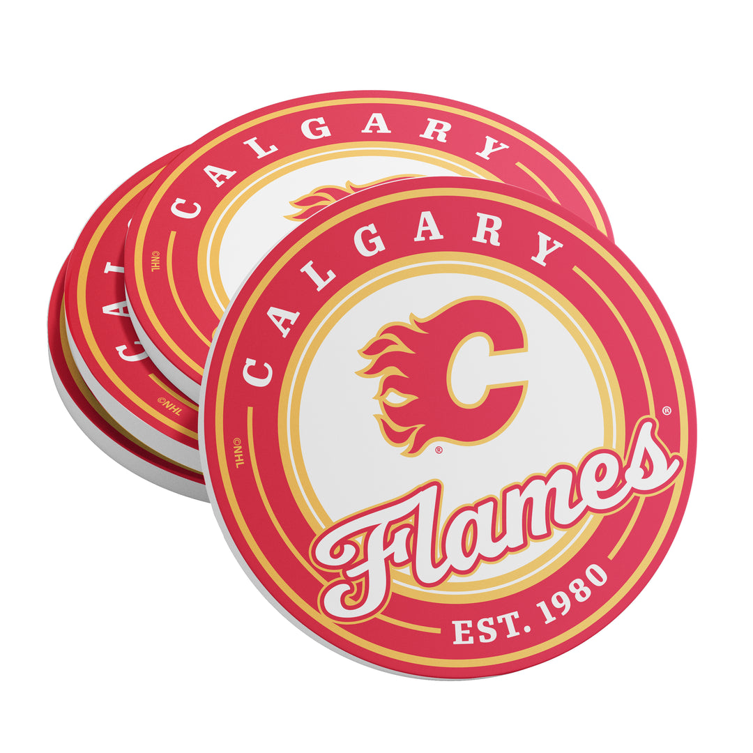 Flames 4pc Round Ceramic Coaster Set