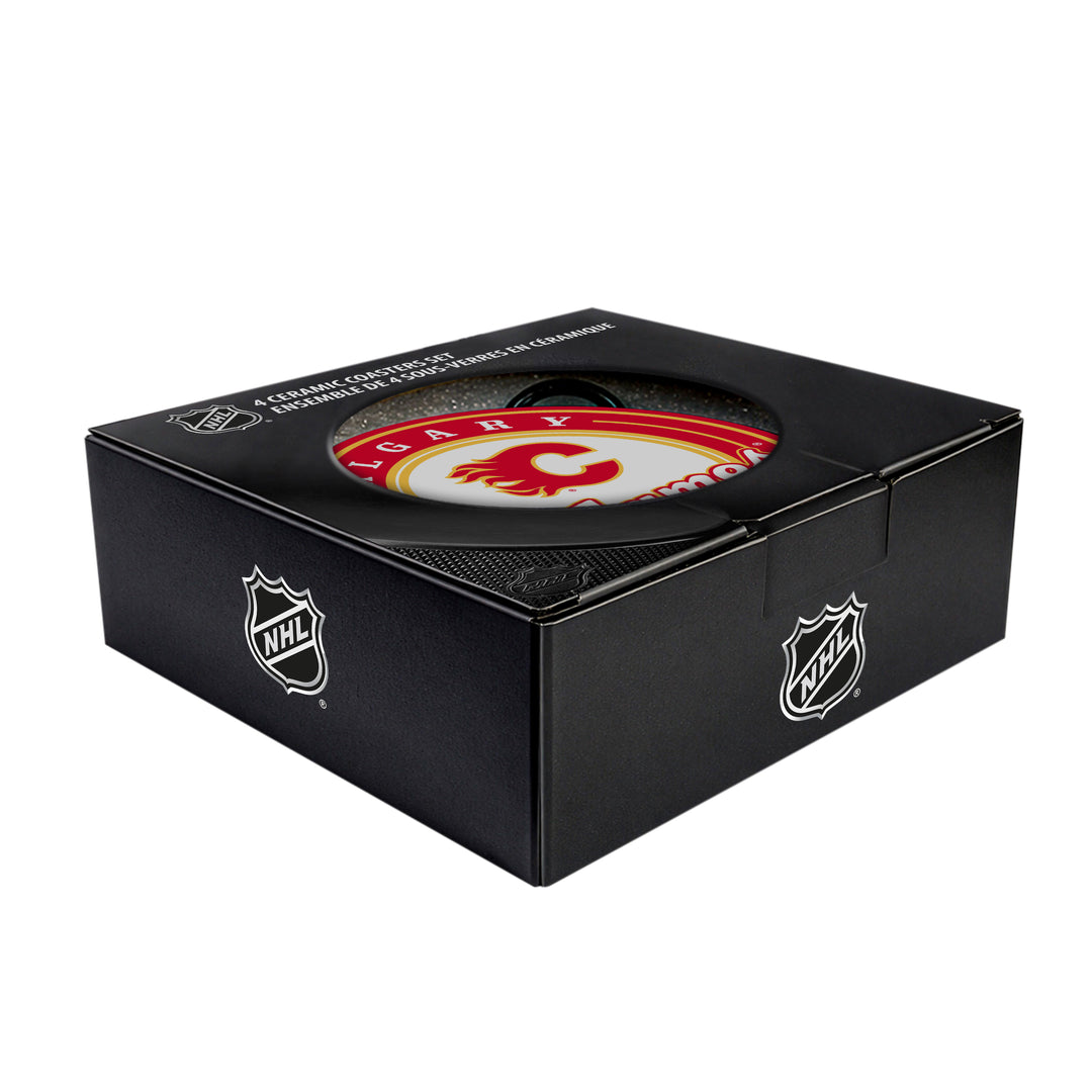 Flames 4pc Round Ceramic Coaster Set