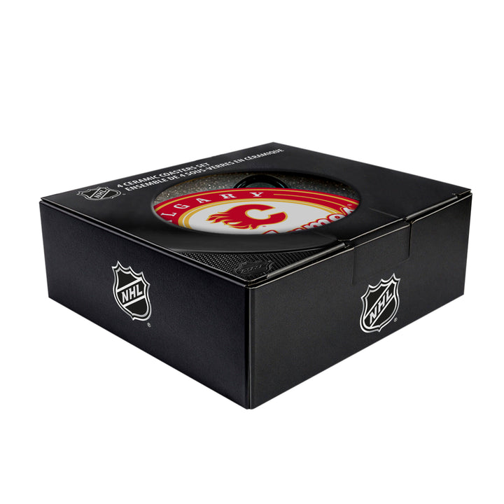 Flames 4pc Round Ceramic Coaster Set