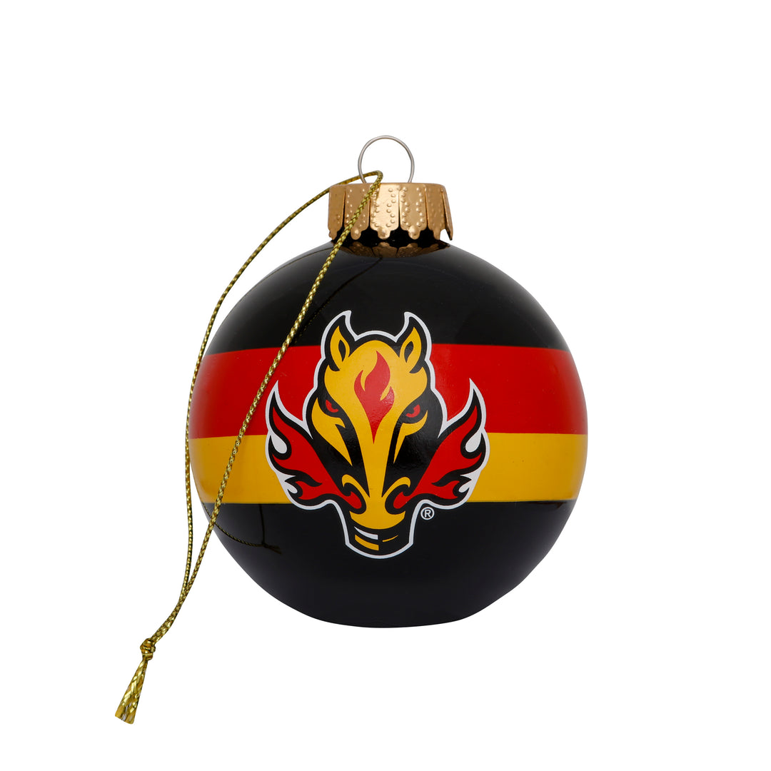 Flames Team Stripe Blasty Glass Ball Ornament