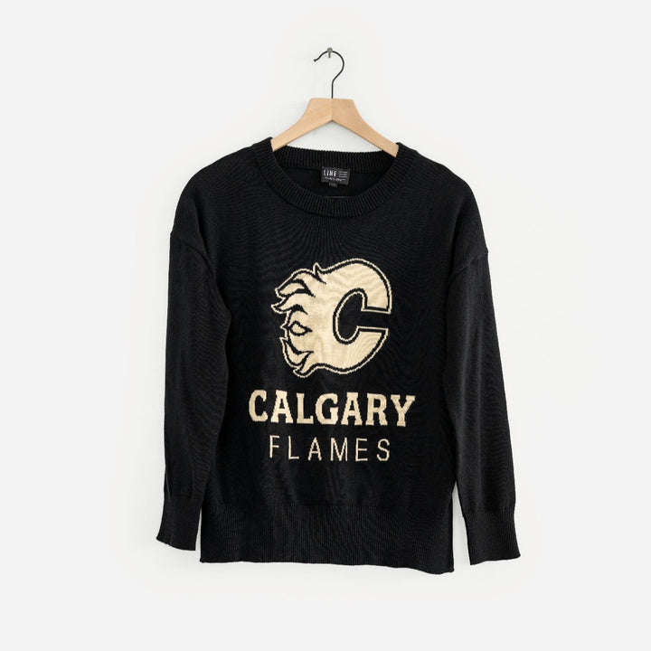 Flames Ladies Line Change Team Logo Knit Crew