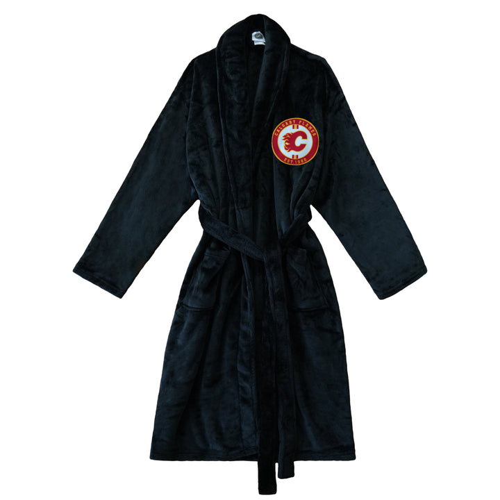 Flames Fleece Robe Black