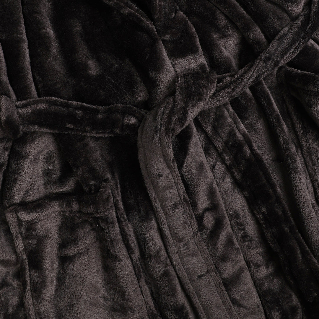 Flames Fleece Robe Black