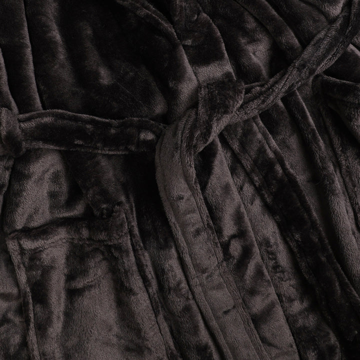 Flames Fleece Robe Black