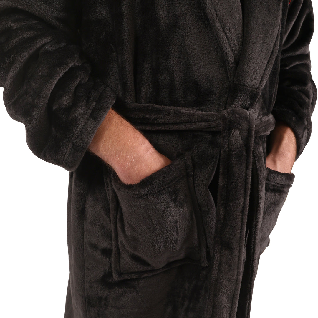 Flames Fleece Robe Black