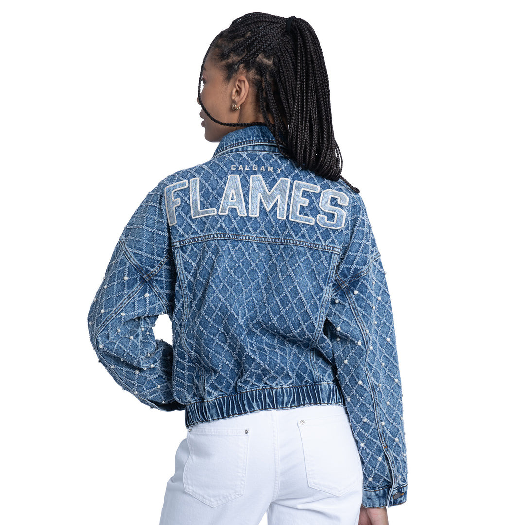 Flames Ladies Major League Denim Jacket