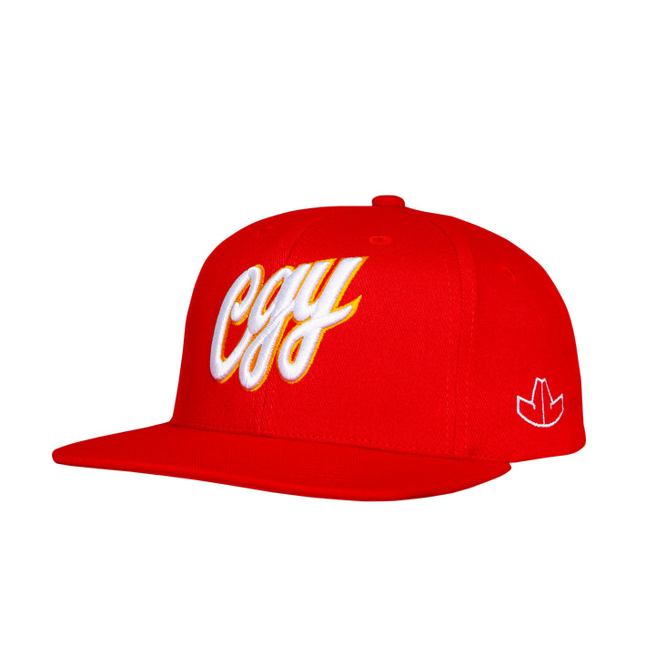 Flames JJ CGY Script Flatbrim Red