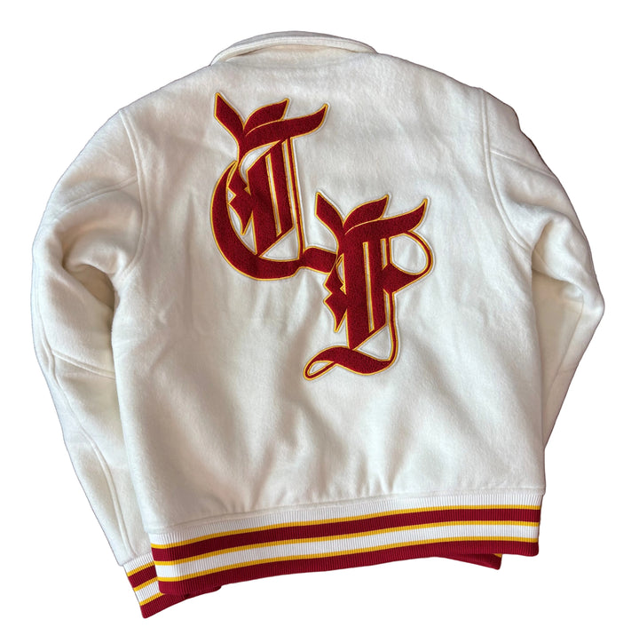 Kevin Leonel x Flames Old English Monogram Varsity Jacket