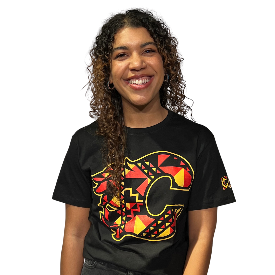 Flames JJ Black History Logo T-Shirt – CGY Team Store