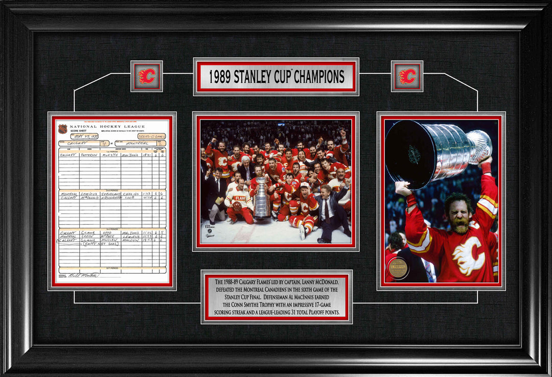 Calgary Flames Framed 1989 Stanley Cup Champions Scoresheet Collage