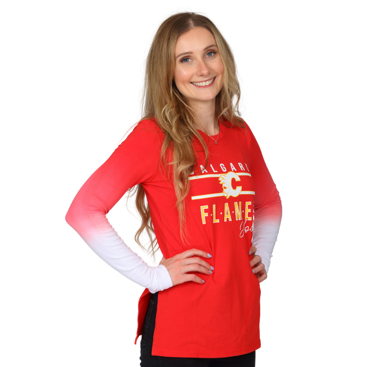 Flames Ladies wEAr Dip Dye Long Sleeve Shirt