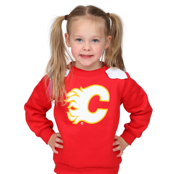 Flames Child Girls Bow Fleece Crewneck