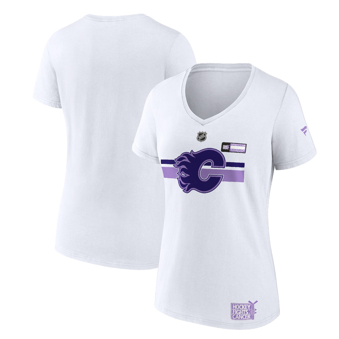 Flames Ladies Fanatics '22 Hockey Fights Cancer T-shirt