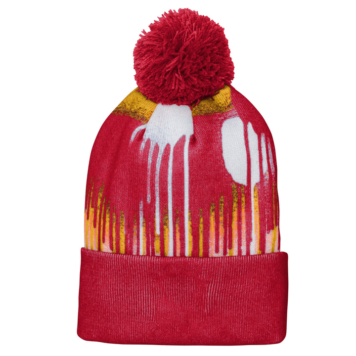 Flames Youth Paint Splatter Pom Knit Toque