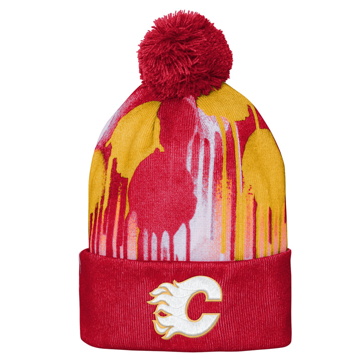 Flames Youth Paint Splatter Pom Knit Toque