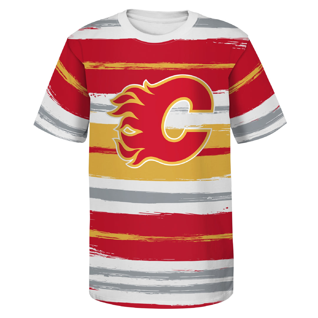  Calgary Flames Blank Red Youth Home 1 Stripe Team Apparel Jersey  (Large/X-Large) : Sports & Outdoors