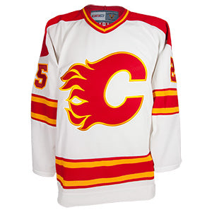 Flames Forever a Flame Nieuwendyk Autographed Vintage White Jersey